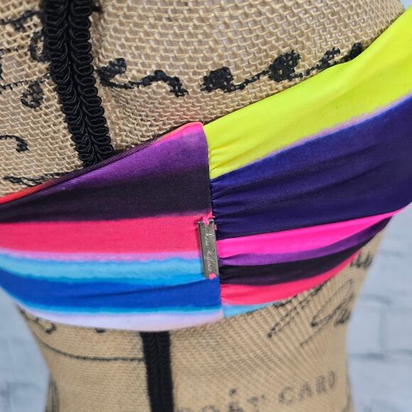Mara Hoffman bandeau bikini top Sz S tied back swimsuit missing strap A8C - Picture 3 of 4